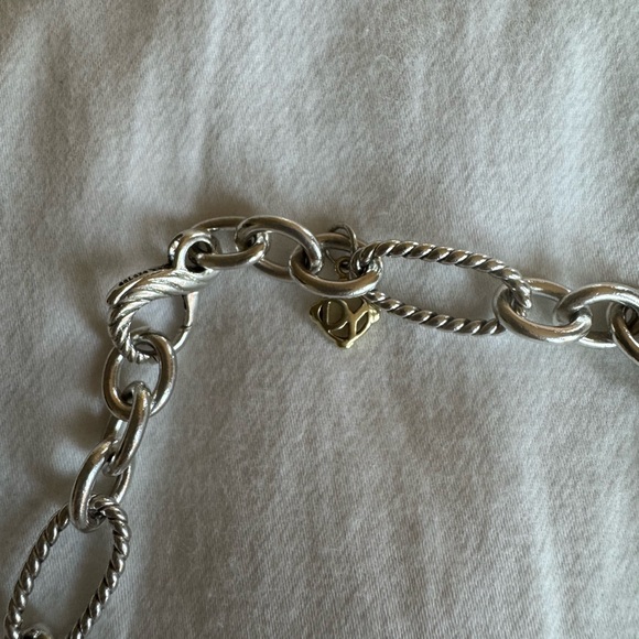 DAVID YURMAN Vintage 16” Figaro Chain Sterling Silver / 18k Gold Logo Charm - Picture 7 of 9